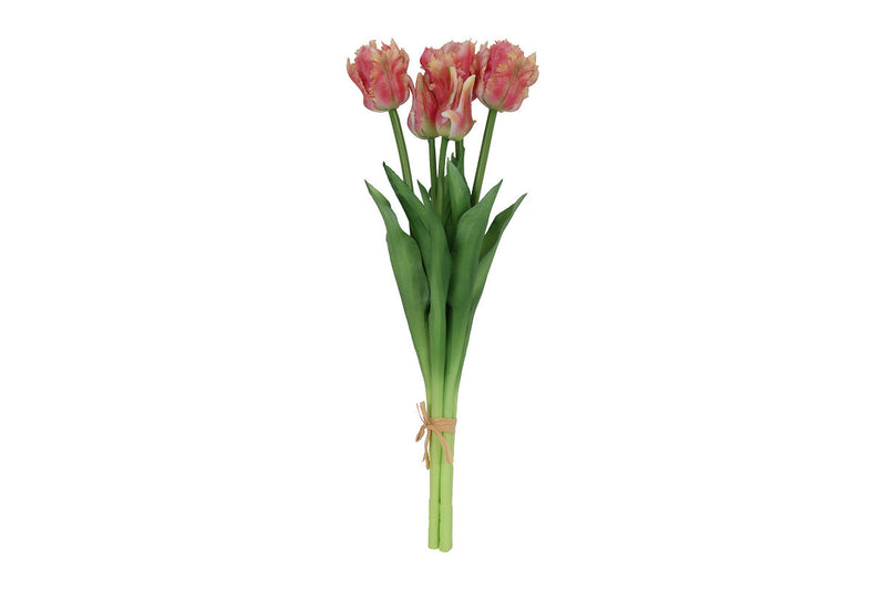 Countryfield Kunstbloem Tulipa boeket 47cm zalm/creme