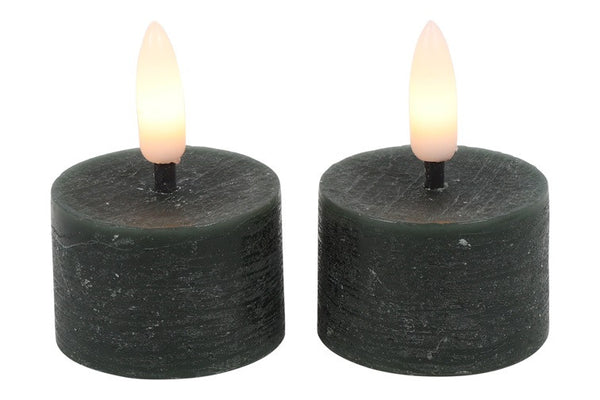 Countryfield LED Theelicht rustiek 4cm 2 stuks - d.groen