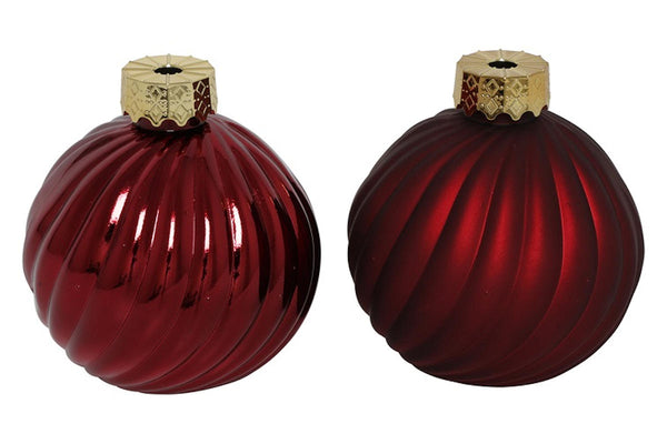 Countryfield Kerstbal ro Stripe a2 d.rood  Ø10cm