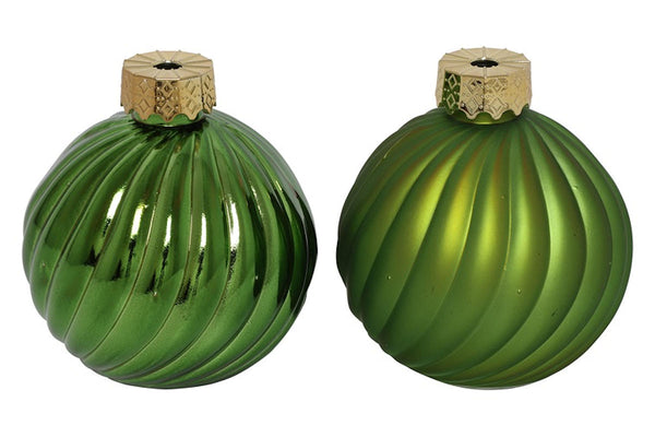 Countryfield Kerstbal ro Stripe a2 groen  Ø10cm