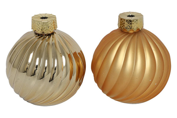 Countryfield Kerstbal ro Stripe a2 goud  Ø10cm