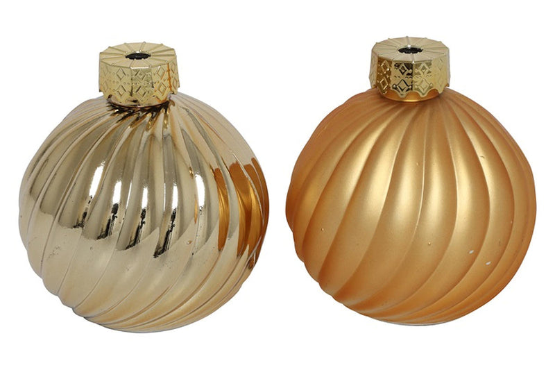 Countryfield Kerstbal ro Stripe a2 goud  Ø10cm