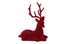 Countryfield Hert zittend gevlokt Mea S rood  20x10x24cm
