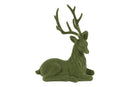 Countryfield Hert zittend gevlokt Mea S groen  20x10x24cm