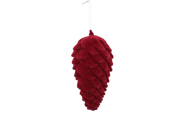 Countryfield Dennenappel Flocked Mea S rood  8x8x20cm
