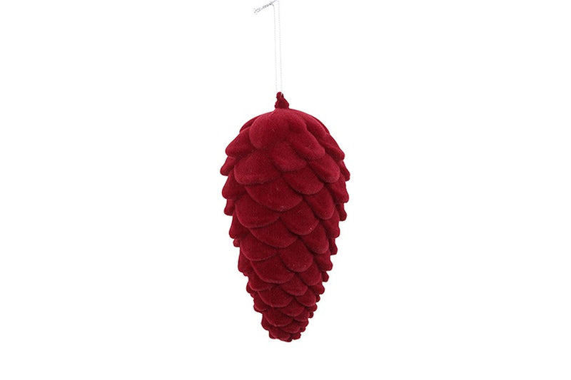 Countryfield Dennenappel Flocked Mea S rood  8x8x20cm