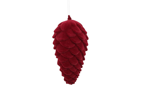 Countryfield Dennenappel Flocked Mea M rood  10x10x24cm