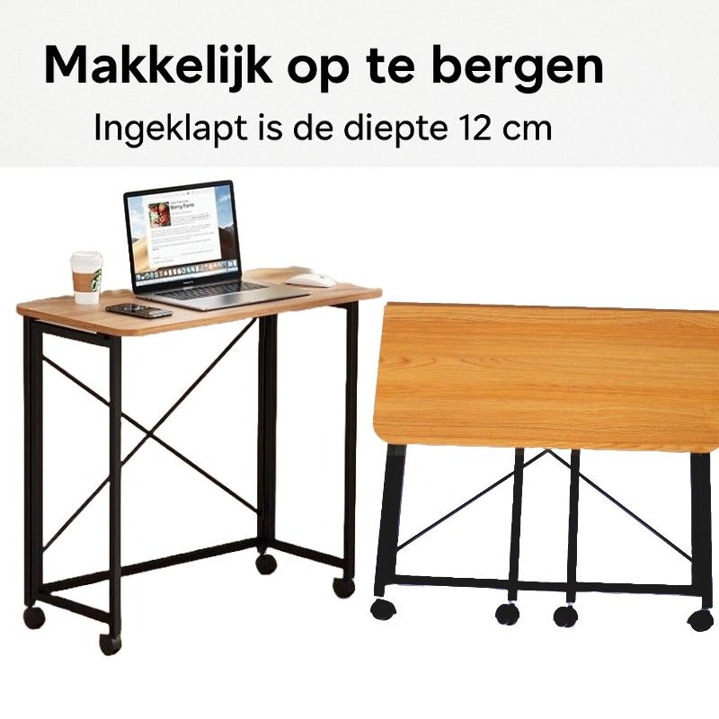 Ceruzo Wandtafel -  80x40x75 cm - Inklapbaar Tafelblad - Zwart