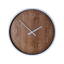 Analoge Wandklok 25 cm Houtmotief/Zilver