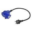 ProPlus Verloopkabel 40cm Van Schuko Stekker Naar Haakse Cee Contrastekker + Schuko Stopcontact