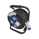 ProPlus Kabelhaspel CEE 25 m 3x2,5 mm&sup2; (2x Schuko + 1x CEE) Zwart