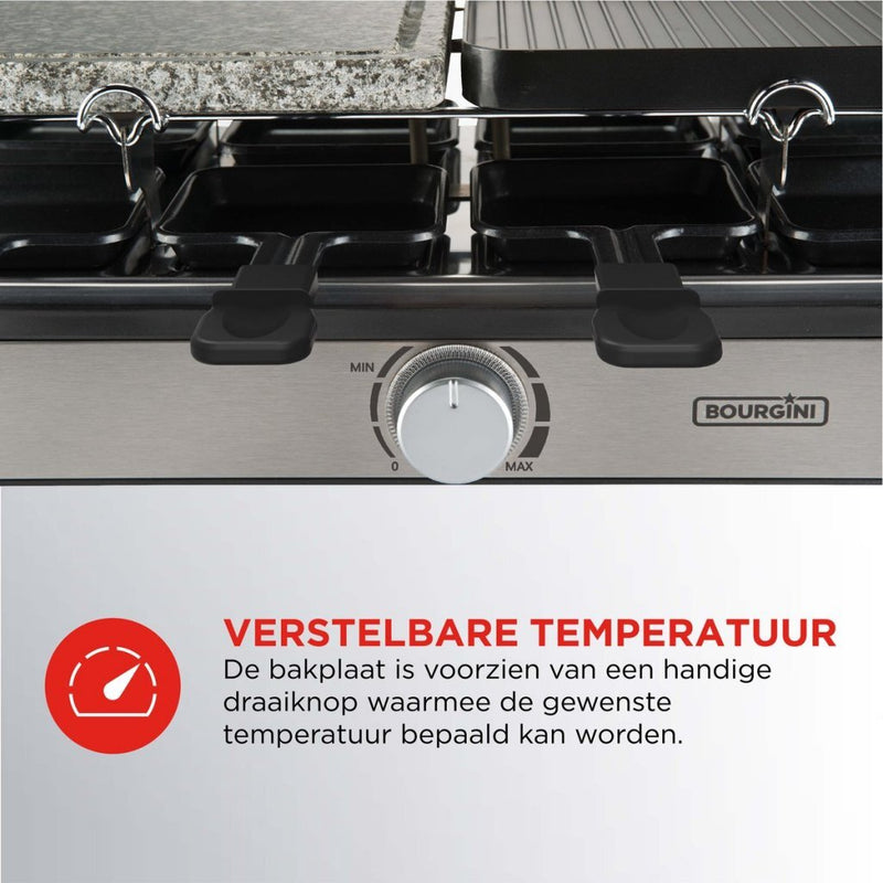 Bourgini Gourmet Raclette Stone Grill Plus Zwart/RVS