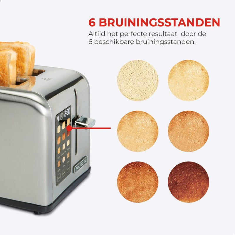 Bourgini Digitale Broodrooster RVS