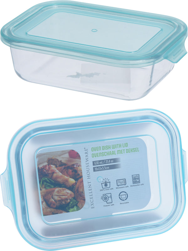 EH Ovenschaal bakken en vriezen met deksel 630ml 19x13x5.5cm