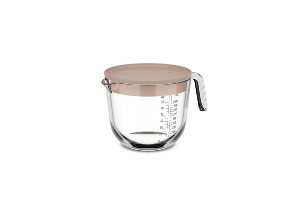 Mepal glas maatbeker Chef It 1000ml met deksel  - chalk