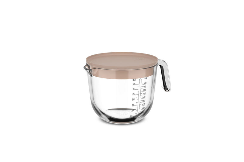 Mepal glas maatbeker Chef It 1000ml met deksel  - chalk