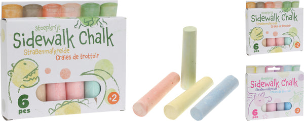 Stoepkrijt jumbo 10cm set 6 stuks 2 ass.