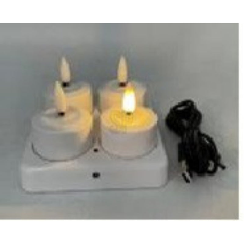 Theelicht LED 4 stuks oplaadbaar incl. oplaadstation
