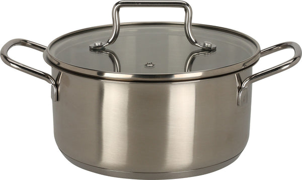 EH Kookpan RVS met glazen deksel - 18cm