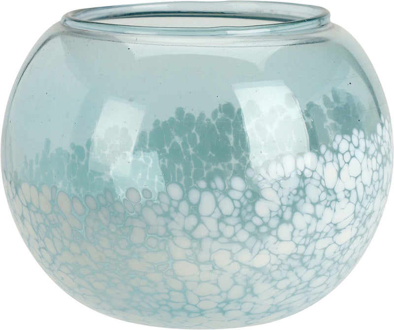 Theelichthouder glas 13cm - marble blue