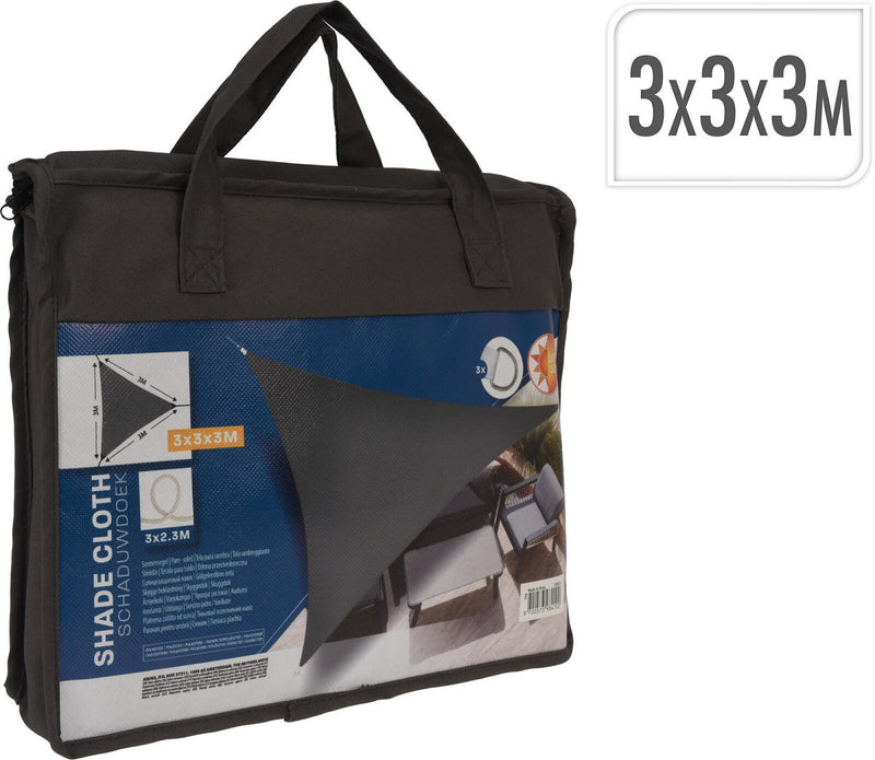 Schaduwdoek UV50+ Driehoek 3x3x3m - donker grijs