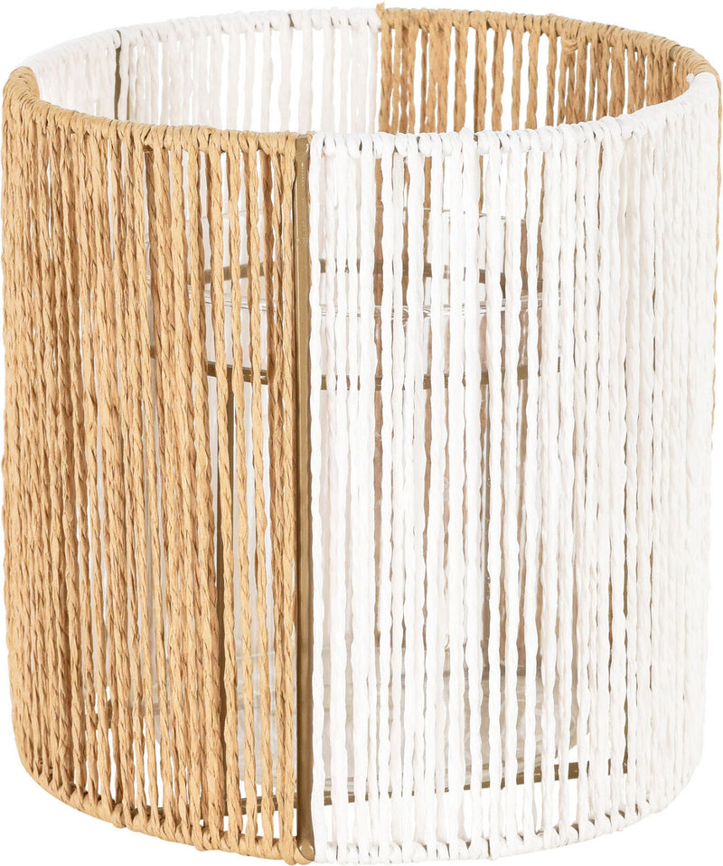 Theelichhouder glas en touw 14x14cm