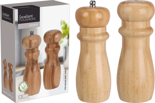 Bamboo Peper en zoutmolen set 16cm