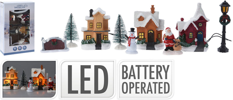 Kerstdorp met Verlichting 10-delig