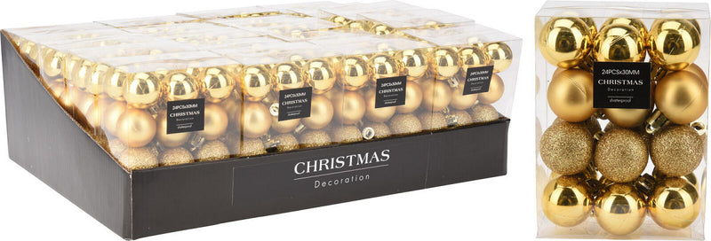 Kerstbal Onbreekbaar 3.00cm 24 stuks - Goud