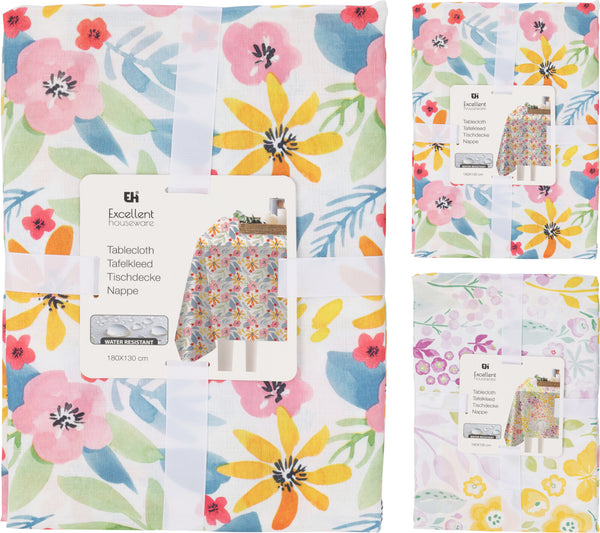 Tafelkleed Flowers Linnen Look 180x130cm