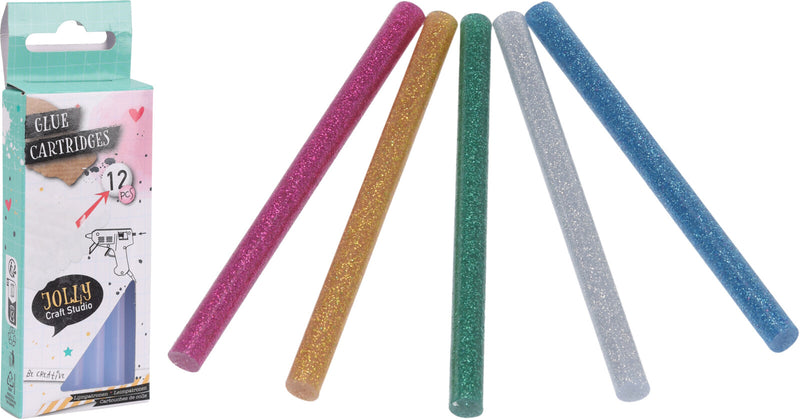 Lijmpatronen 7x100mm glitter gekleurd