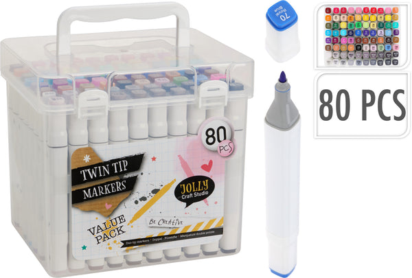 Viltstiften Markers Duo 80 stuks in koffer