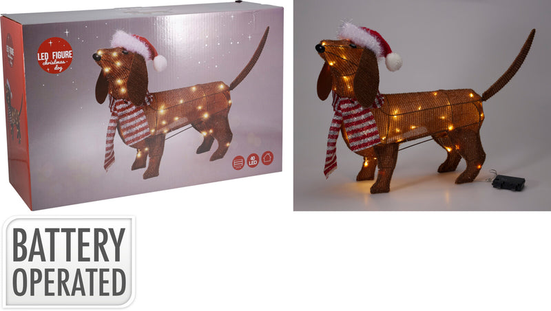 LED Figuur Teckel met muts 70cm B/O