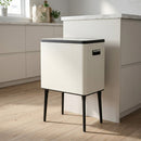 Excellent Houseware Afvalbak 35L Metaal/Crème/Zwart