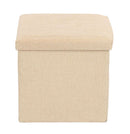 Ceruzo Poef - Beige - 38x38x38 cm - Opvouwbaar - Hocker met Opbergruimte