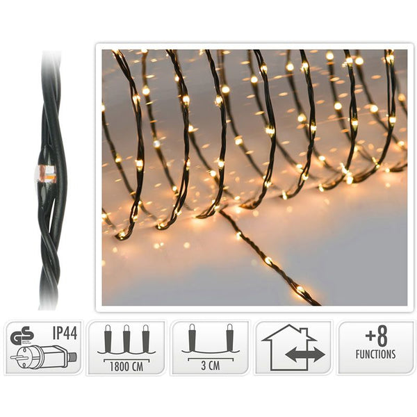 LED Verlichting 600 LED - 18 meter - extra warm wit - voor binnen en buiten - 8 Lichtfuncties - Sof