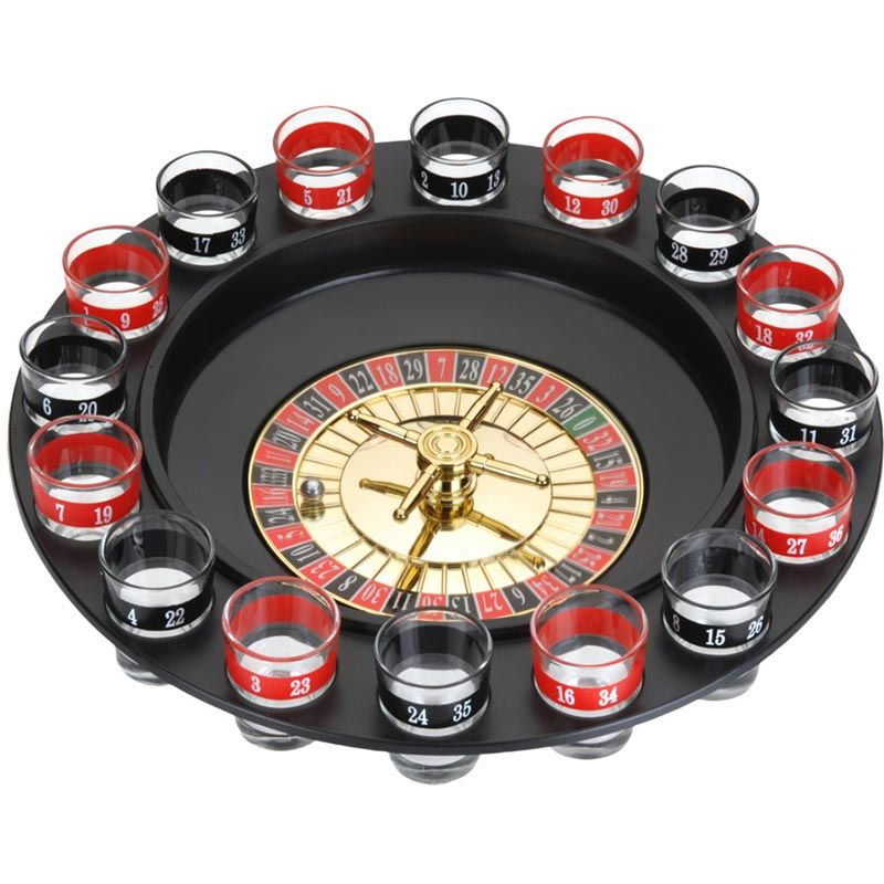 Roulette Drinkspel met 16 shotglaajes