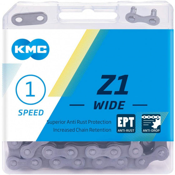 Ketting single speed KMC Z1 Wide EPT 112 schakels - donker zilver
