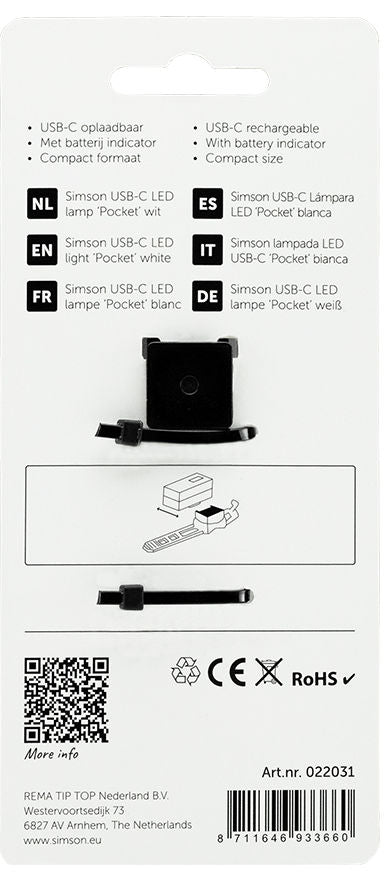 Koplamp Simson USB-C LED lamp pocket - wit