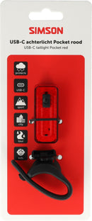 Achterlicht Simson USB-C LED Pocket - Rood