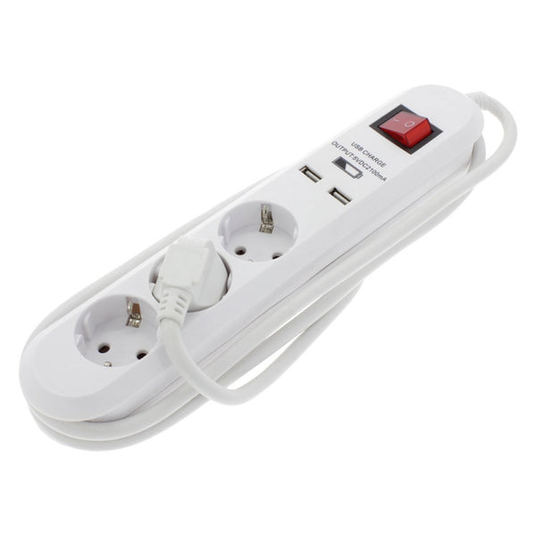 Q-Link Tafelcontactdoos 3v Randaarde En 2usb En 1,5msn(3x1,5mm)