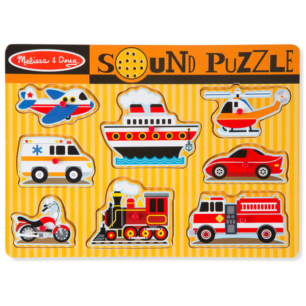 Melissa &amp; Doug Houten Puzzel + Geluid Voertuigen