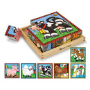 Melissa &amp; Doug Houten Blokken Puzzel Boerderijdieren met 16 Blokken