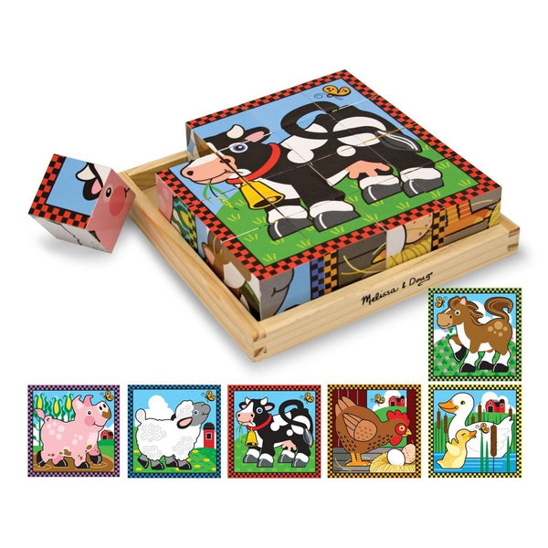 Melissa &amp; Doug Houten Blokken Puzzel Boerderijdieren met 16 Blokken
