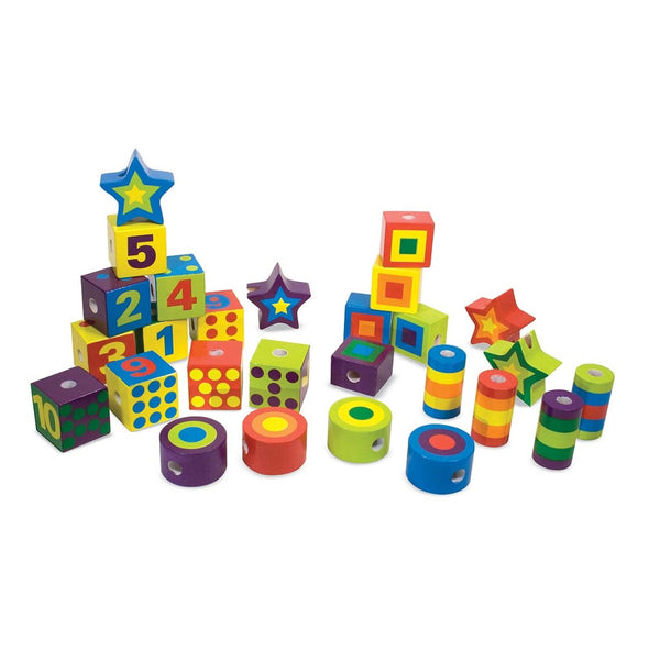 Melissa & Doug Houten Kralen met Koord 27 Stuks