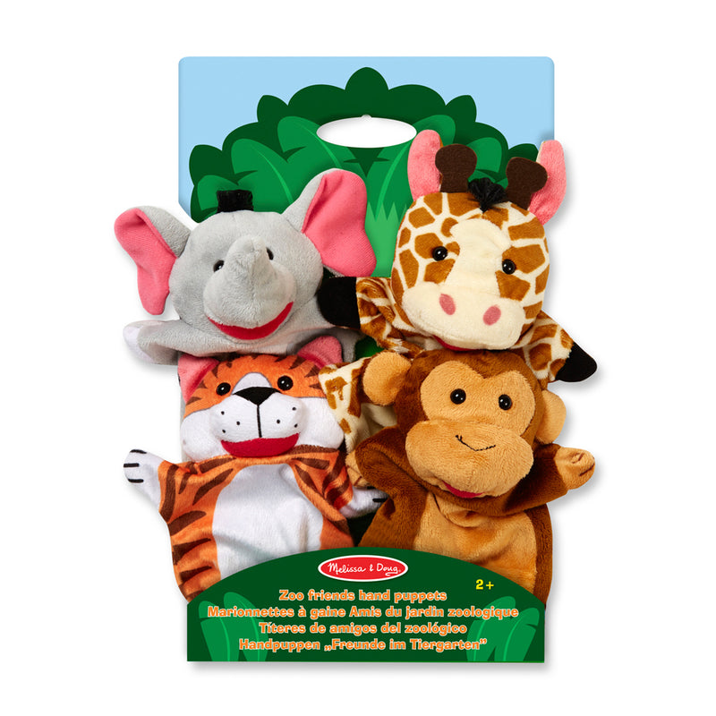 Melissa &amp; Doug Wilde Dieren Handpoppen 4 Stuks