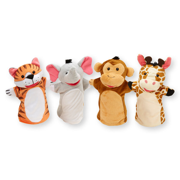 Melissa &amp; Doug Wilde Dieren Handpoppen 4 Stuks