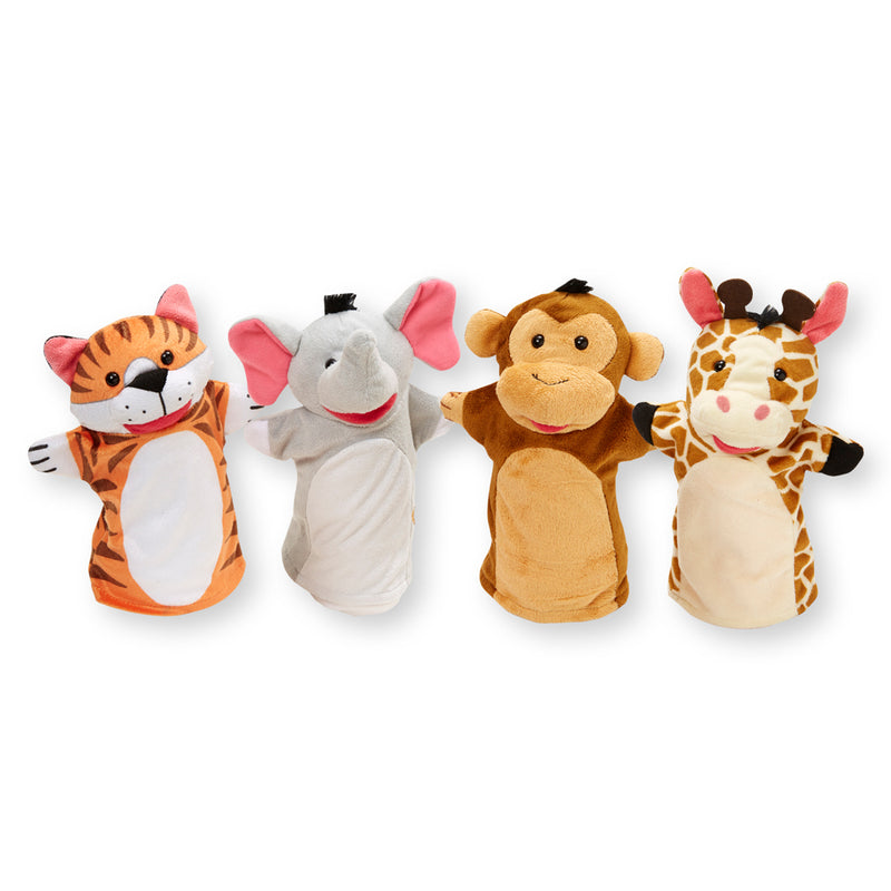 Melissa &amp; Doug Wilde Dieren Handpoppen 4 Stuks
