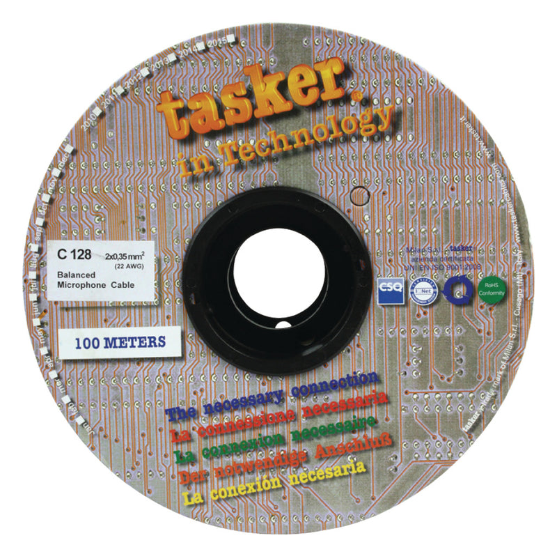 Tasker TASR-C128-BLK Microfoonkabel Op Haspel 2x 0.35 Mm² 100 M Zwart