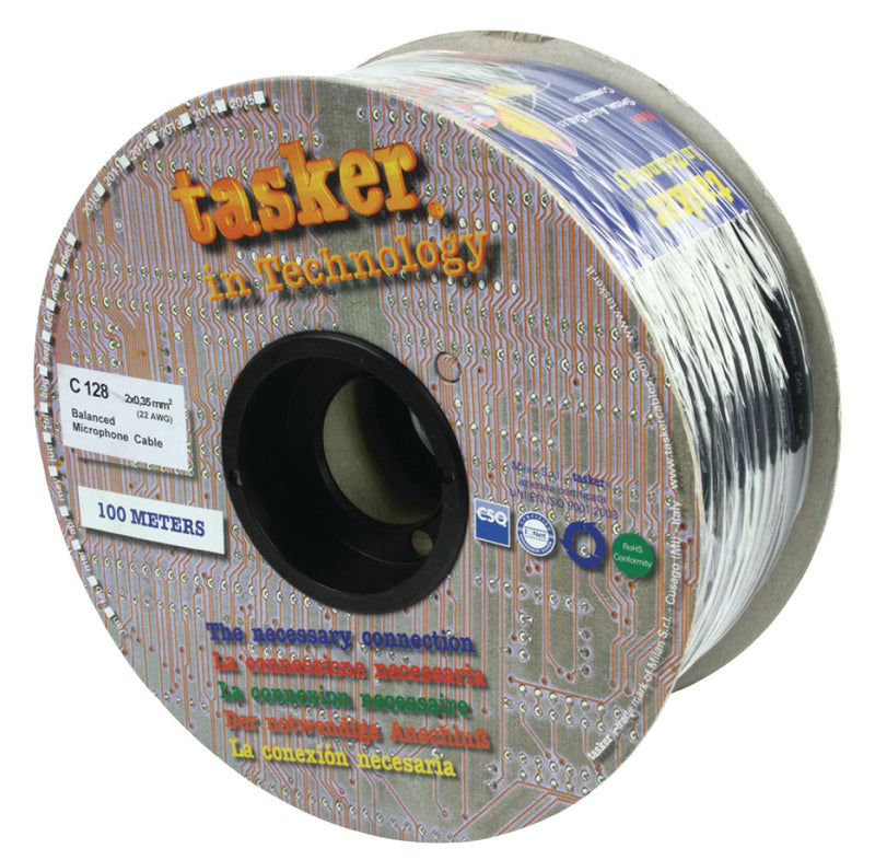Tasker TASR-C128-BLK Microfoonkabel Op Haspel 2x 0.35 Mm² 100 M Zwart